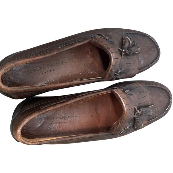 JOHNSON & MURPHY Leather Slip On Tassel Loafer Mens SZ 10 - Picture 8 of 11
